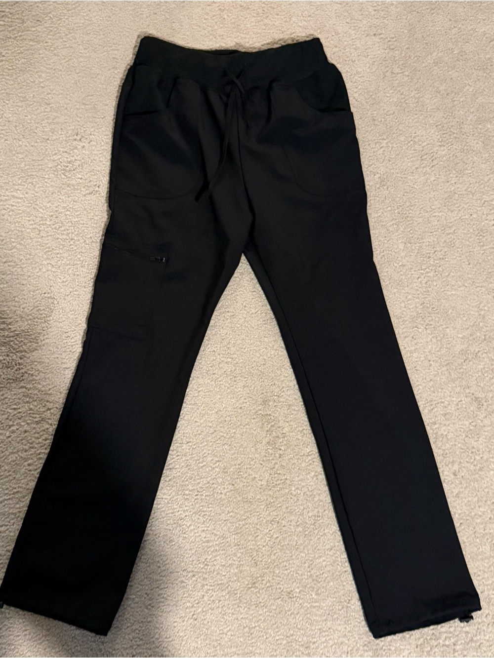 Black Women's Drawstring Scrubs Pants with Utility Pocket